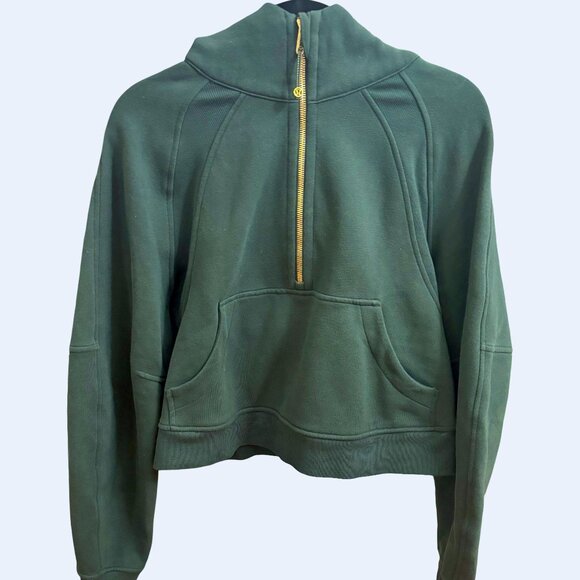 Like New lululemon Scuba Oversized Half-Zip Hoodie, Legacy Green/Gold, Size M/L - Picture 4 of 7